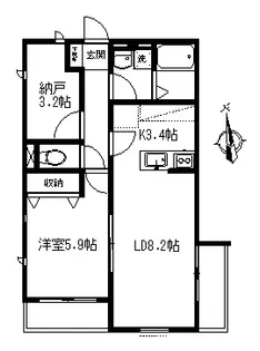 グランツ鴨居II【2階】の間取り