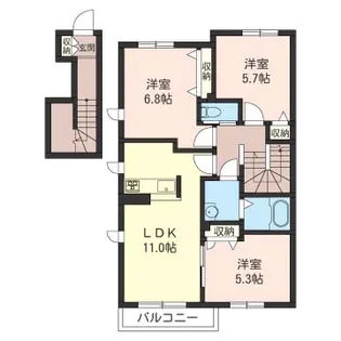 MIMOZAHOUSE B【2階】の間取り