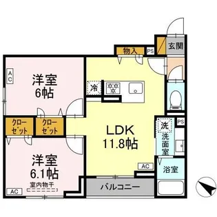 D-ROOM新宿IーA【2階】の間取り