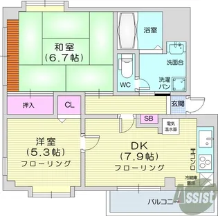 SDハイツ古城B棟【2階】の間取り