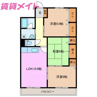 サンパレス【2階】の間取り