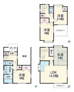 神奈川県川崎市中原区上平間【一戸建】の間取り