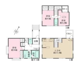 東京都目黒区上目黒2【一戸建】の間取り