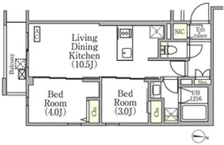 イプセ中野三丁目【2階】の間取り