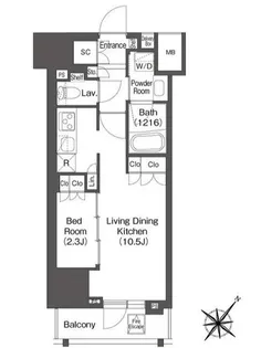 レフィールオーブ代々木【7階】の間取り