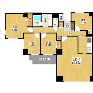 大国亀城公園ハイツ【1階】の間取り