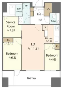2SLDKの間取り画像