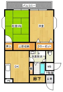 フクロク・ハイ・マンション2号館【4階】の間取り