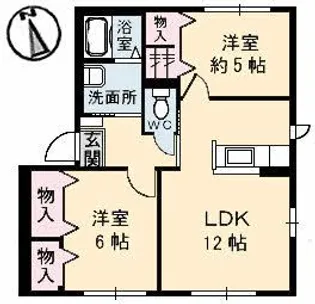 2LDKの間取り画像