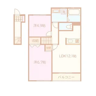福島県郡山市大槻町字小金林【アパート】の間取り