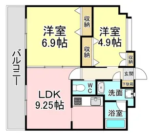 福岡県北九州市若松区中畑町【マンション】の間取り
