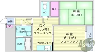 黄葉ビル銀杏町【1階】の間取り