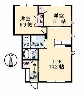グランドメゾン片島 D棟【1階】の間取り