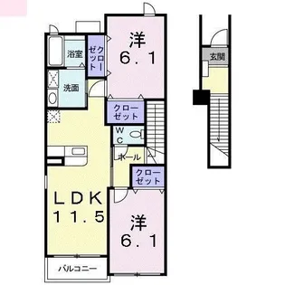 キャッスルアヴェニューC【2階】の間取り