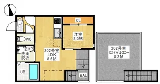 岡山県岡山市北区奥田1【アパート】の間取り