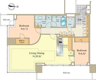 ベイズタワー&ガーデン【18階】の間取り