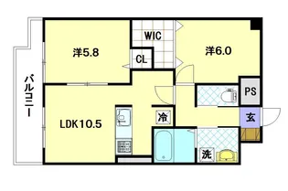エヴァーグリーン思案橋【3階】の間取り
