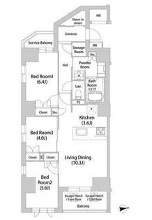 広尾ヴィラスクエア【3階】の間取り