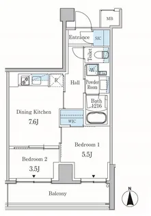 パークアクシス東蒲田【2階】の間取り