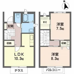 カサ ディ・オーロA【1階】の間取り