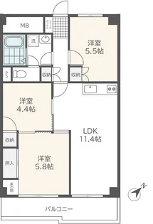シャレー三井【3階】の間取り