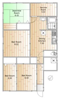 レッドハウス【1階】の間取り