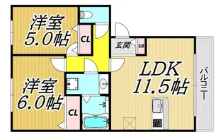 quatre saisons南塚口【1階】の間取り