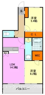 ヴィヴレ糒【2階】の間取り