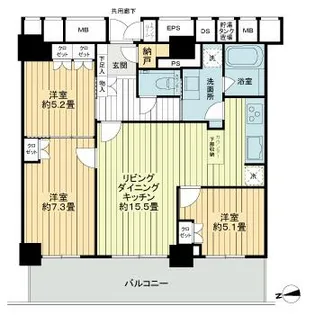 アーバンビュー宇品 フェアコースト ベイウイング【13階】の間取り