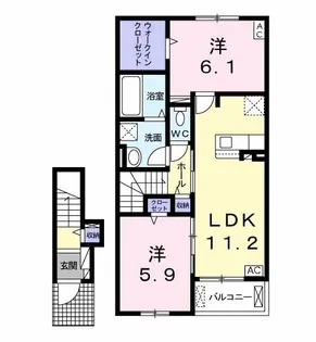 ヒーリングハウスII【2階】の間取り