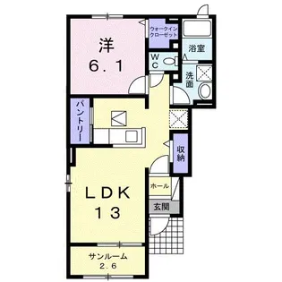 リバーサンII【1階】の間取り