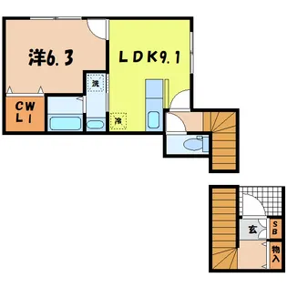 K グランデ倉賀野【2階】の間取り