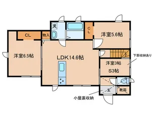 福岡県中間市土手ノ内3【一戸建】の間取り