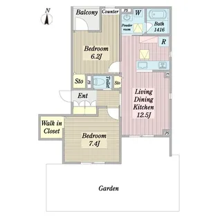 パレス瑞江【1階】の間取り