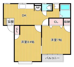 マインドキャッスルB【1階】の間取り
