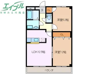 ルシェンテ下之宮【2階】の間取り