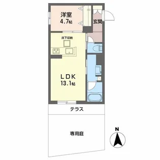 ユイロ中津【1階】の間取り