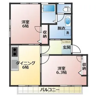 カトレアハイツA【2階】の間取り