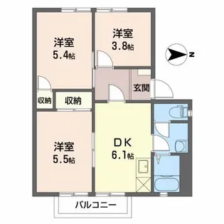 ディアス粟野【2階】の間取り
