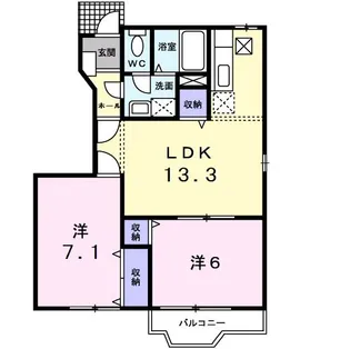 クレーデレ ドーノ メグミ【1階】の間取り