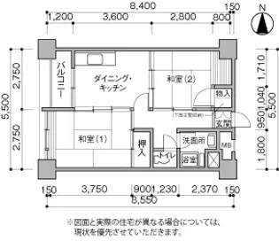 UR仙台桜ヶ岡【14階】の間取り