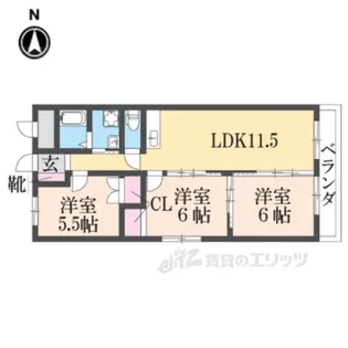 MAYUMIウエストサイド楠葉【5階】の間取り