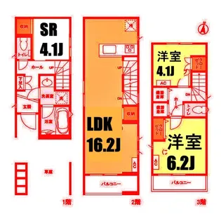 神奈川県横浜市神奈川区栗田谷【一戸建】の間取り