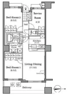 ザ・レジデンス本牧横浜ベイサイド【8階】の間取り