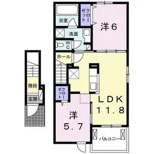 シャトー・ドゥ・ボヌールA【2階】の間取り