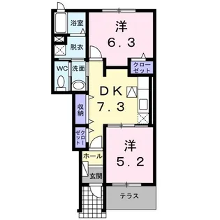 フェリーチェ三本松【1階】の間取り