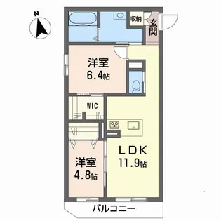 シャーメゾン石手白石【1階】の間取り