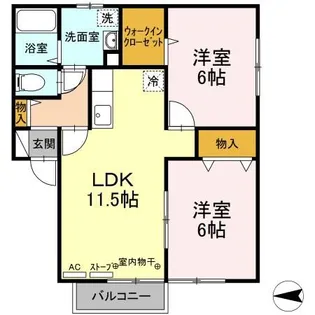 ウィルモア若宮【2階】の間取り