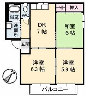 サンクレール【2階】の間取り