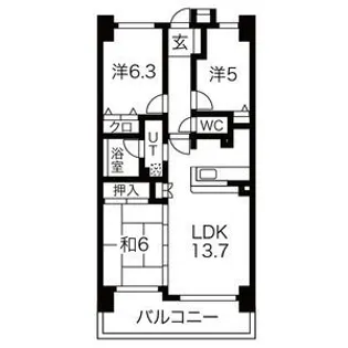 元今泉レジデンス【4階】の間取り